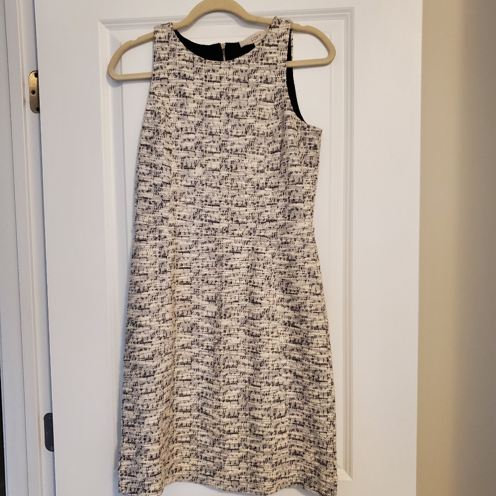 LOFT Black and White Halter Sheath Dress